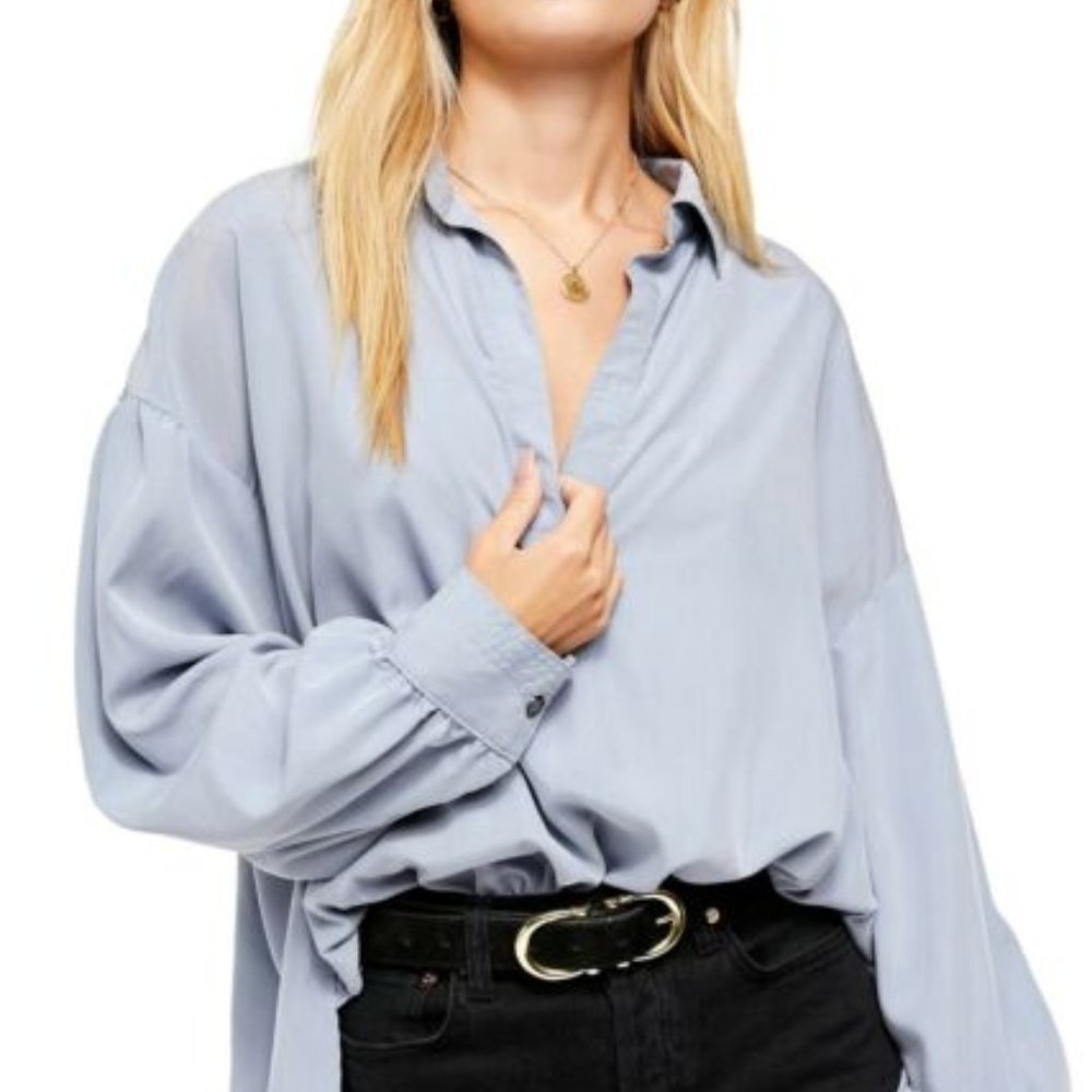 FREE PEOPLE Love Until Tomorrow Poet Blouse BLACK